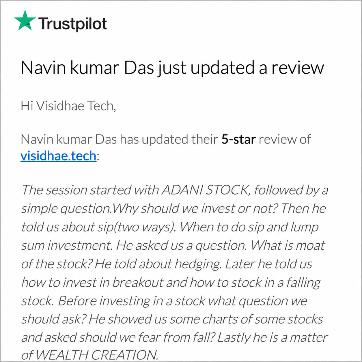 Testimonial Feedback